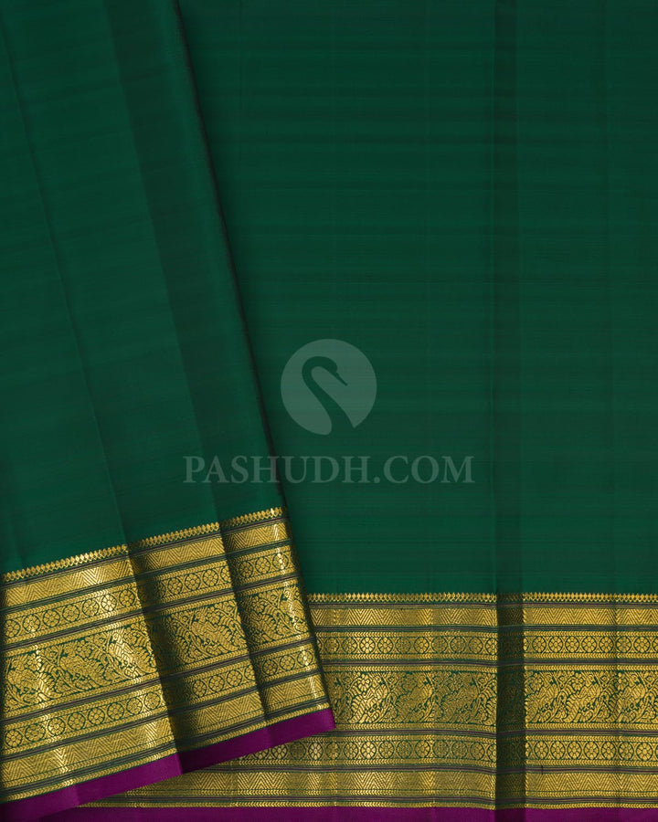 Red With Bottle Green Kanjivaram Silk Saree-S1583(B)