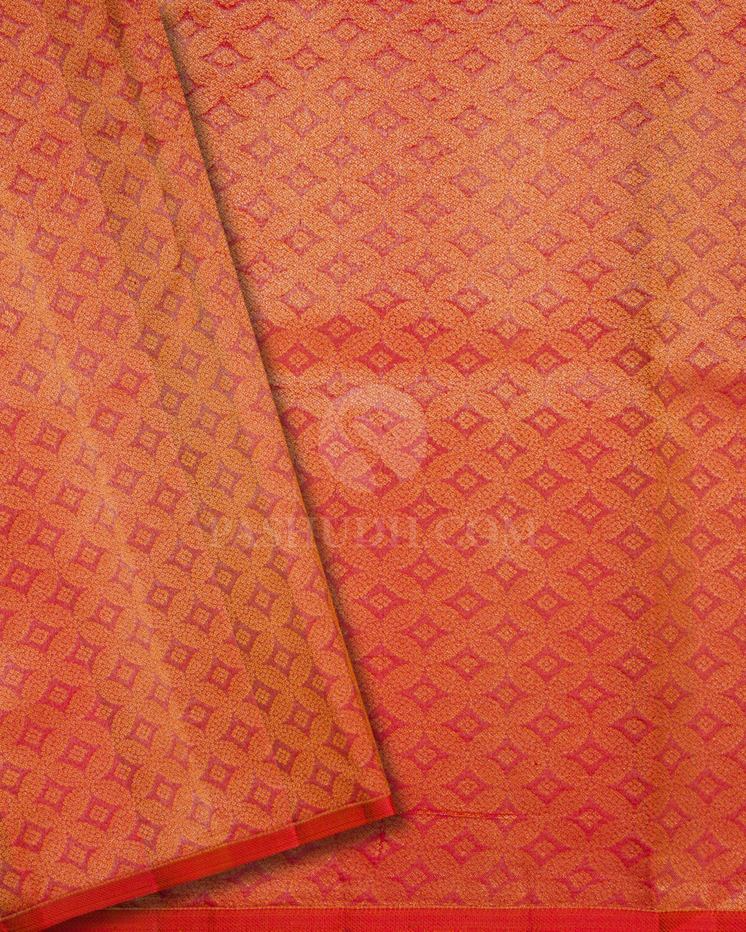 Beige And Orange Shot Red Kanjivaram Silk Saree-DJ422(C)