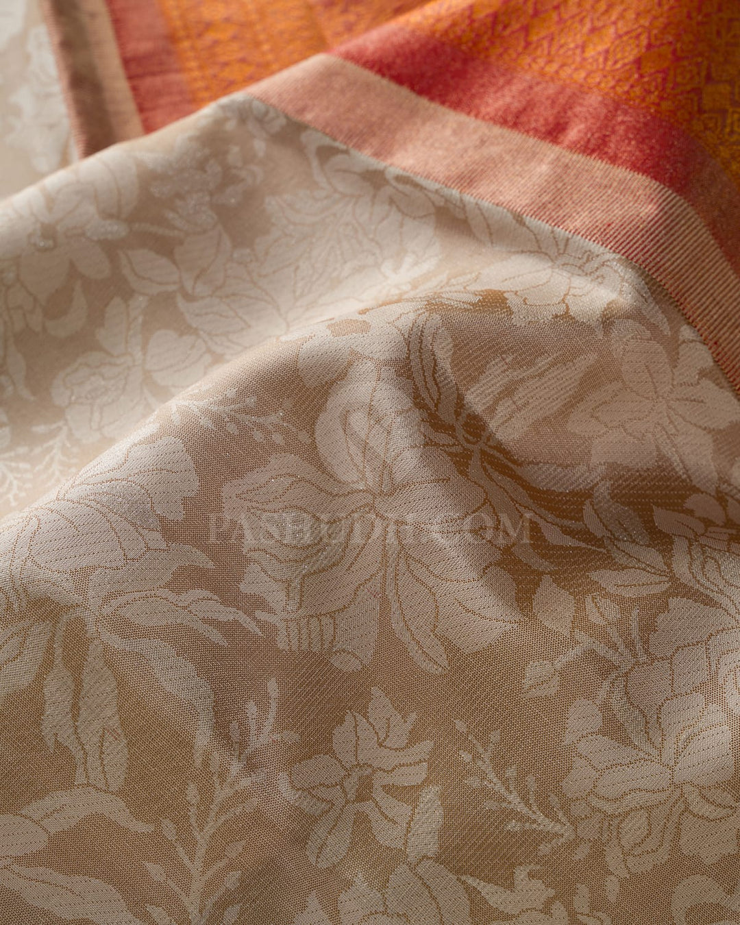 Beige And Orange Shot Red Kanjivaram Silk Saree-DJ422(C)