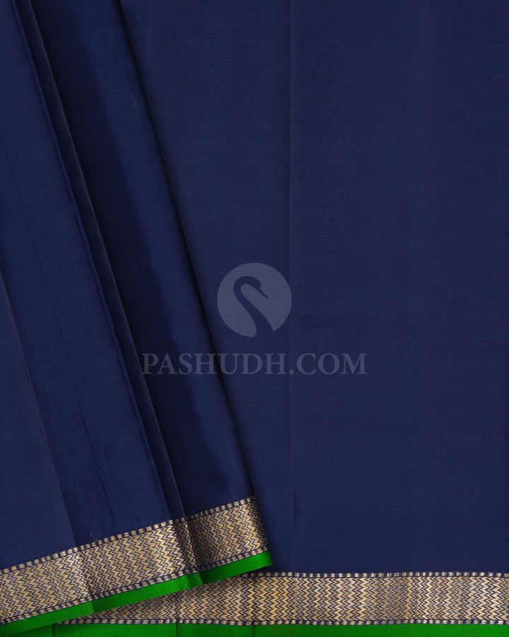 Dual Shaded Green And Navy Blue Kanjivaram Silk Saree-DJ428(C)
