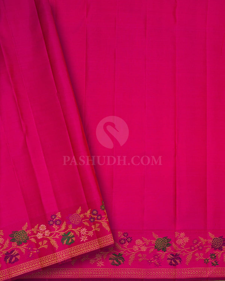 Anandha Blue With Fuchsia Pink Kanjivaram Silk Saree-S1692(A)