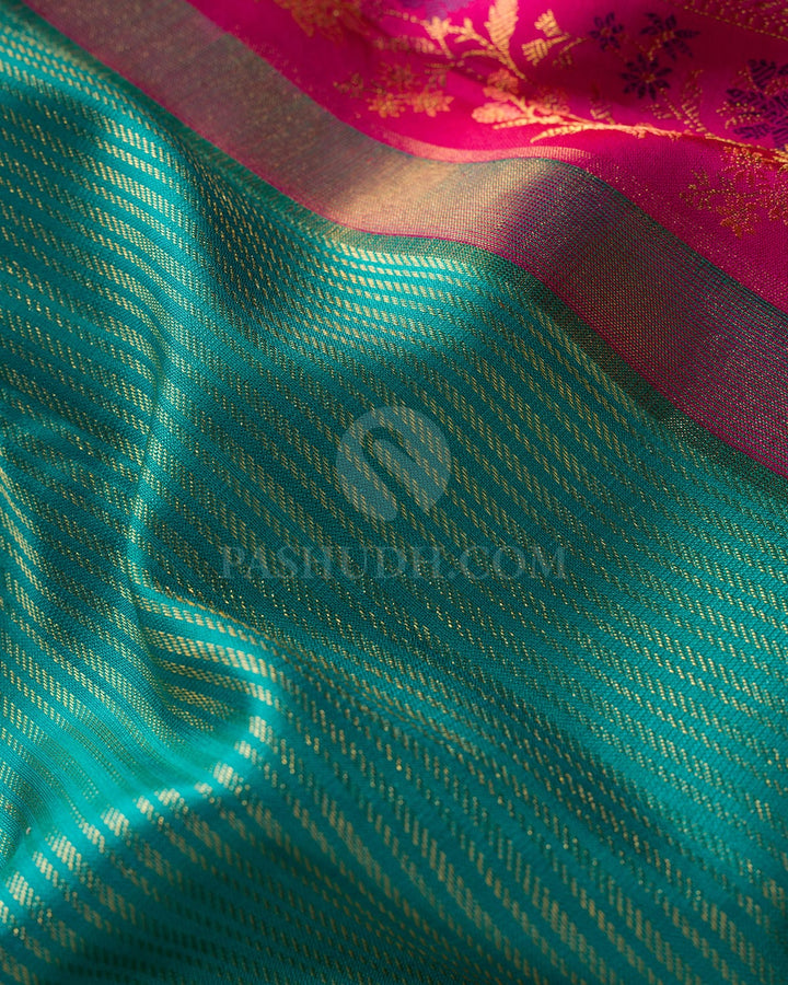 Anandha Blue With Fuchsia Pink Kanjivaram Silk Saree-S1692(A)