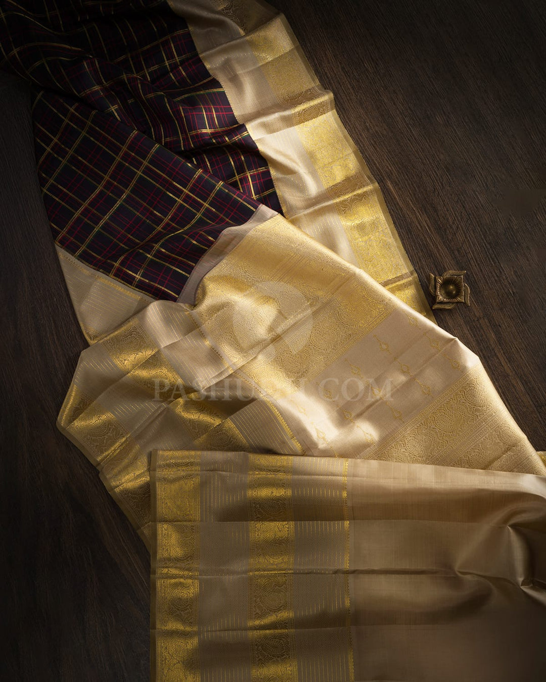 Black And Greige Kanjivaram Silk Saree-S1658(B)