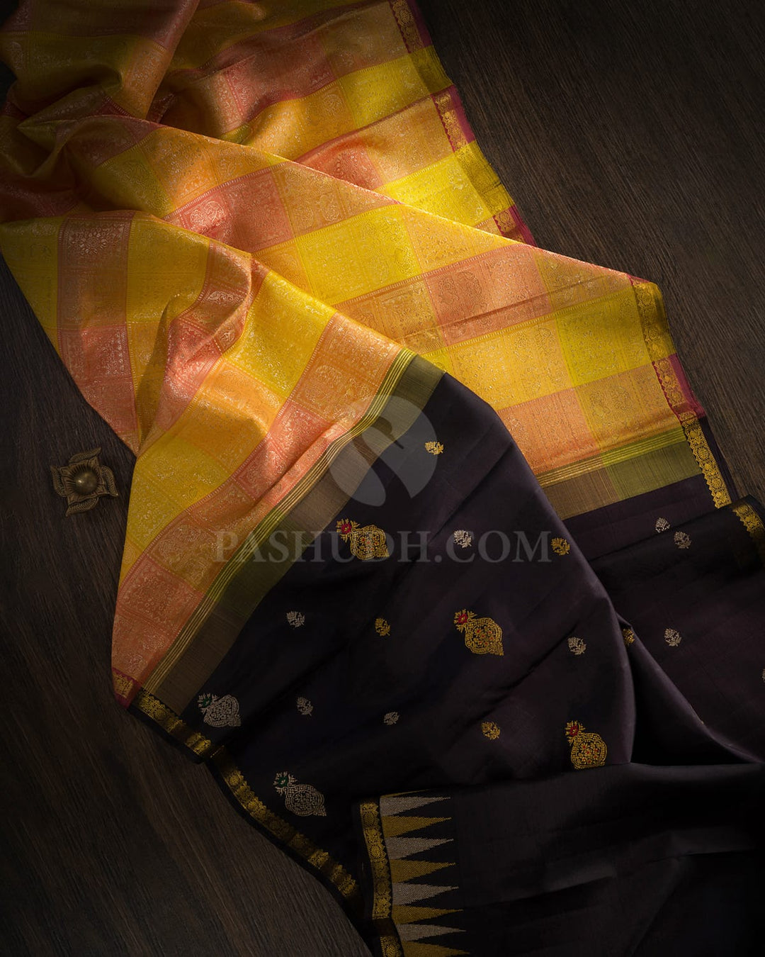 Pastel Multi Color With Black Kanjivaram Silk Saree-S1683(A)