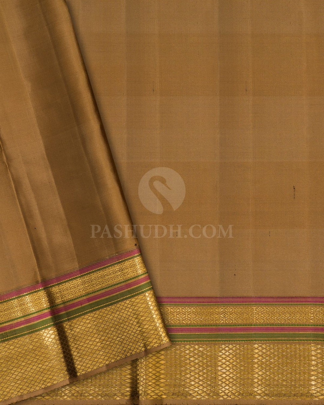 Taupe,Grey,Mild Chocolate Brown,Black And Khaki Kanjivaram Silk Saree-D661(C)