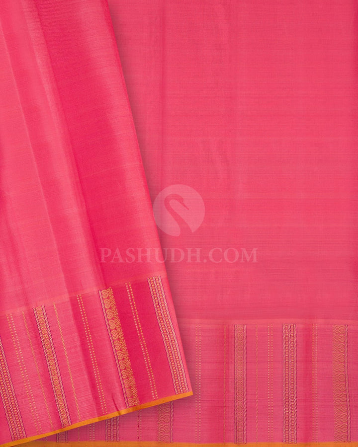 Black Shot Brown And Baby Pink Kanjivaram Silk Saree-S1449(C)