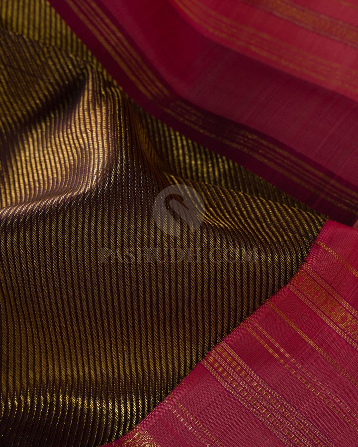 Black Shot Brown And Baby Pink Kanjivaram Silk Saree-S1449(C)