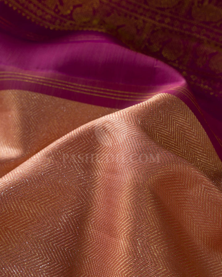 Peach With Multicolor Kanjivaram Silk Saree-S1662(B)