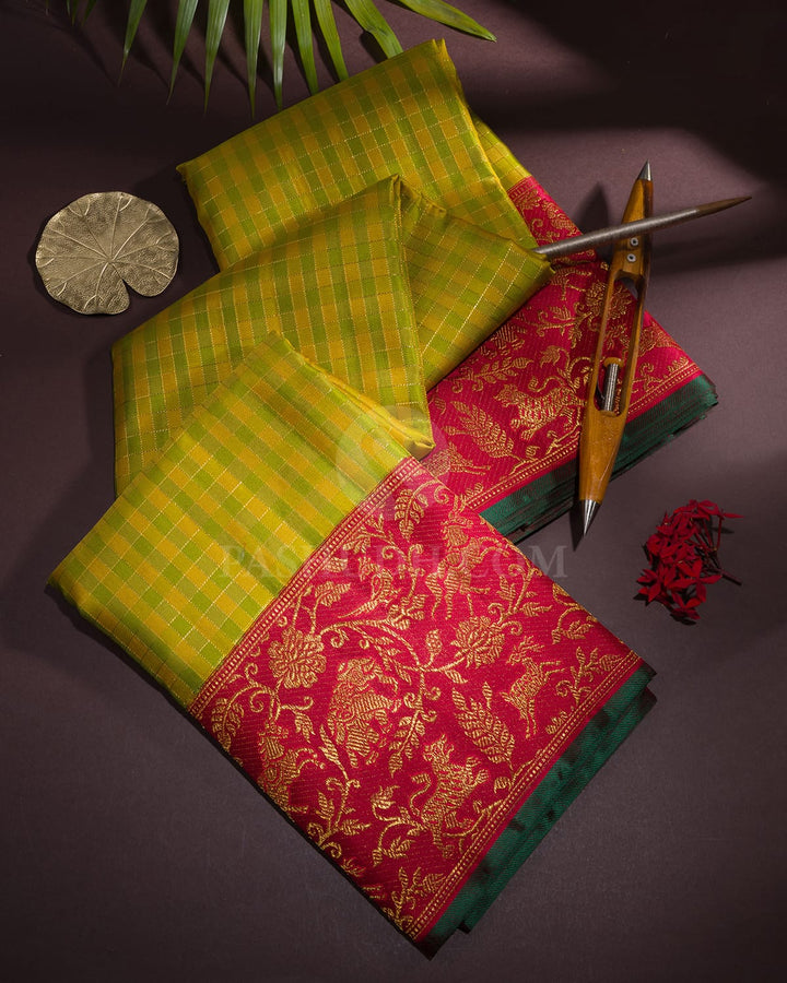 Yellow And Green Kanjivaram Silk Saree-S1611(B)