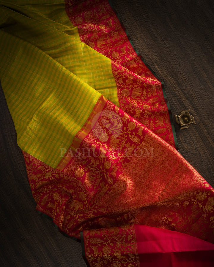 Yellow And Green Kanjivaram Silk Saree-S1611(B)