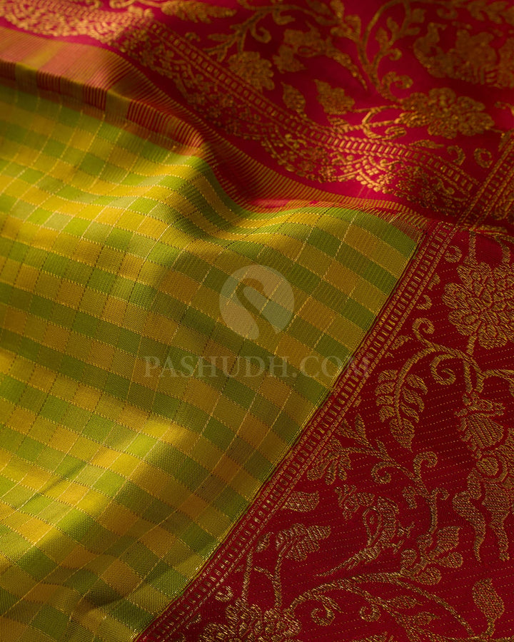 Yellow And Green Kanjivaram Silk Saree-S1611(B)
