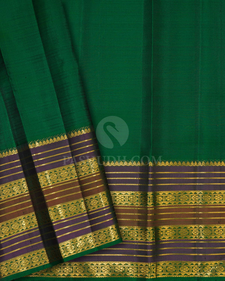 Rani Pink With Bottle Green Kanjivaram Silk Saree-S1177(C)