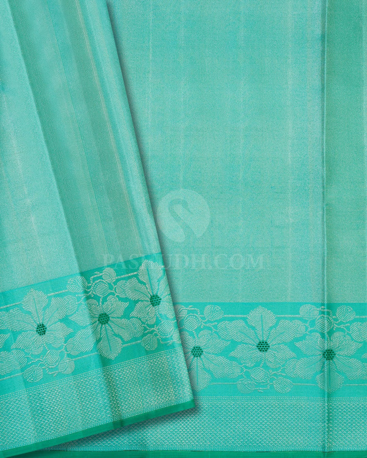 Mulit-hued Pastel Shade With Sky Blue Kanjivaram Silk Saree-DT316(A)