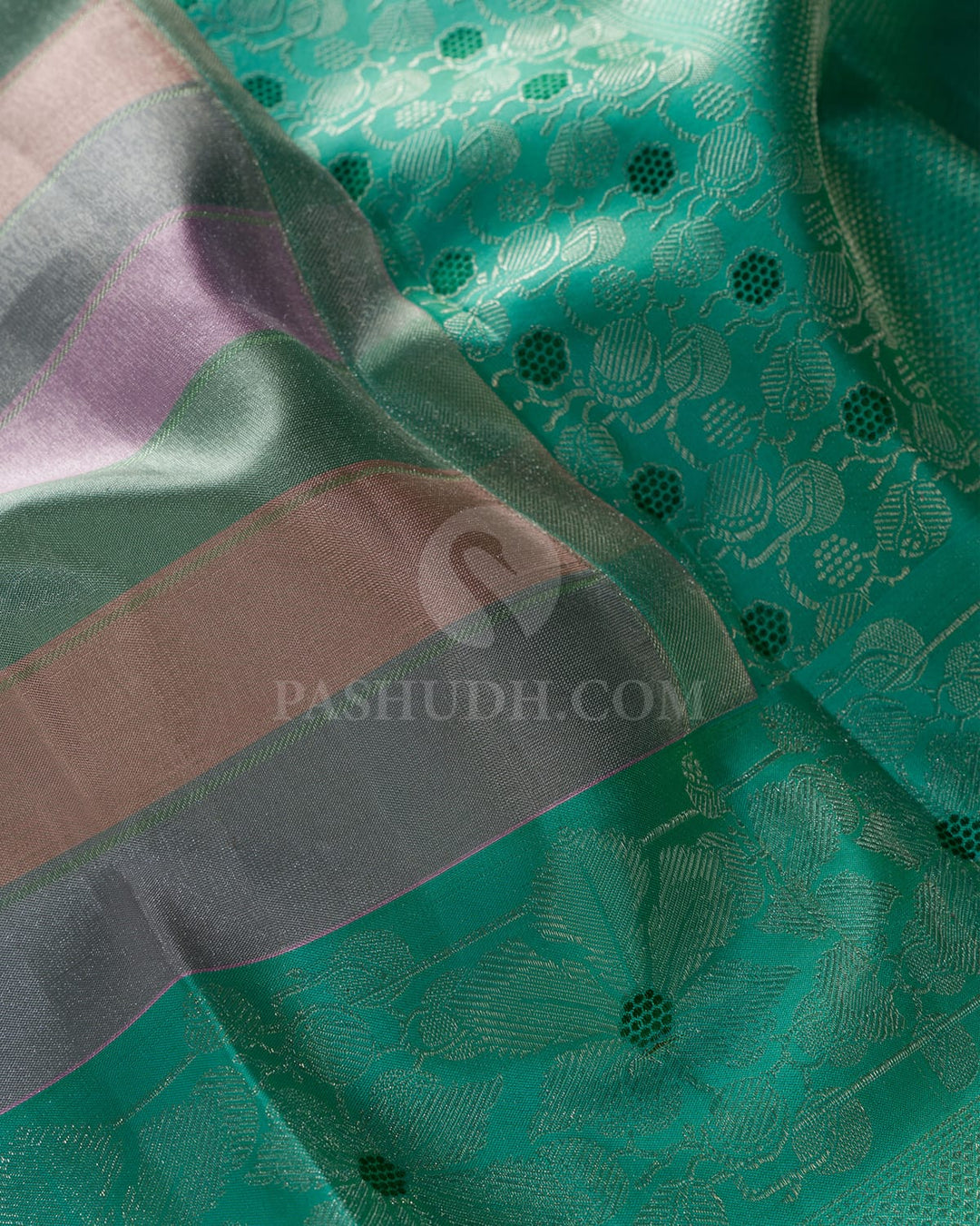 Mulit-hued Pastel Shade With Sky Blue Kanjivaram Silk Saree-DT316(A)