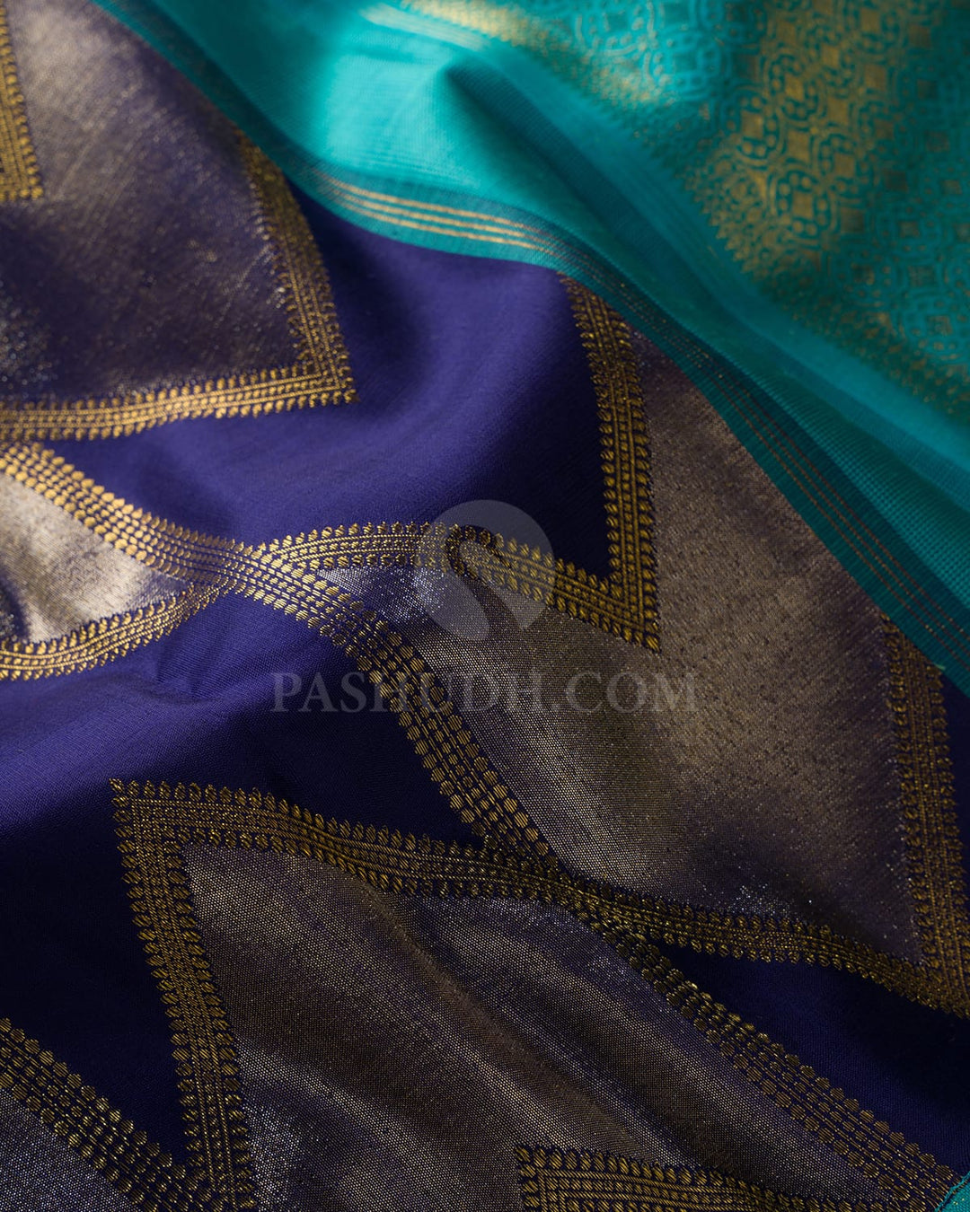 Royal Blue With Turquoise Bridal Kanjivaram Silk Saree-S1672(A)