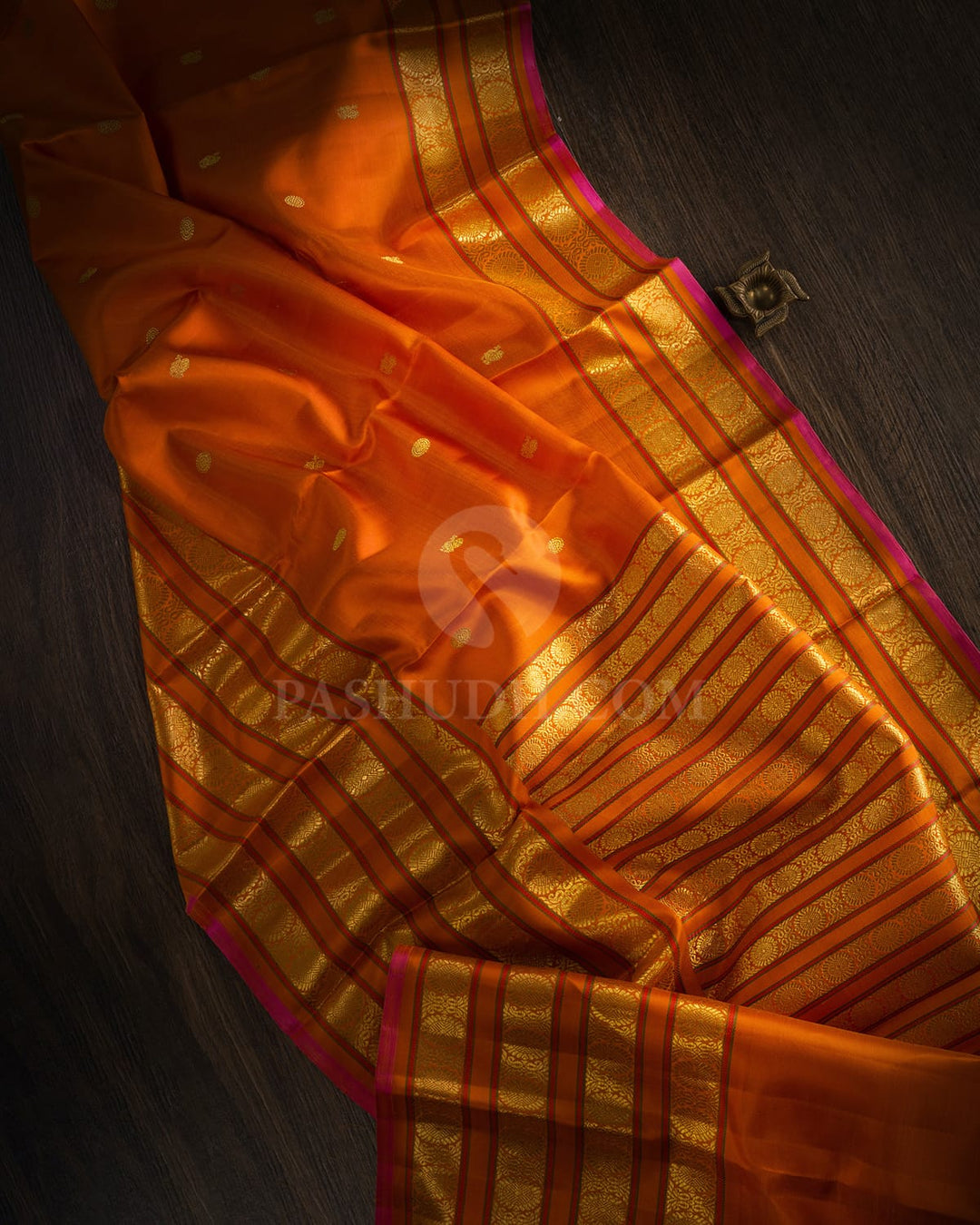 Rust Orange Kanjivaram Silk Saree-S1682(B)