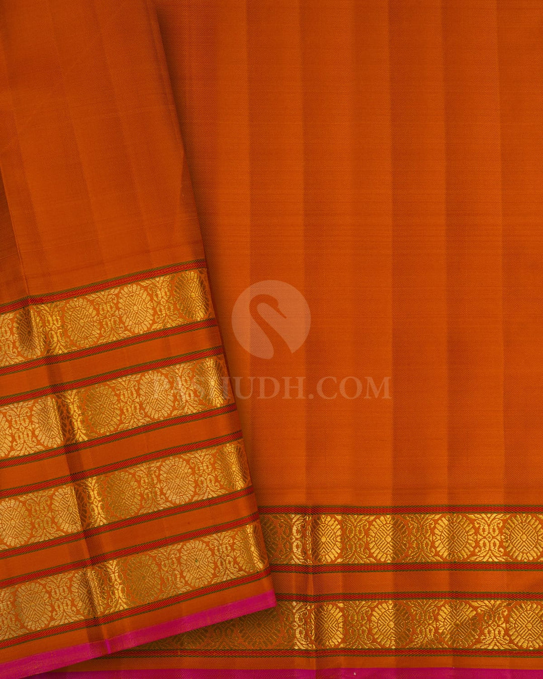 Rust Orange Kanjivaram Silk Saree-S1682(B)