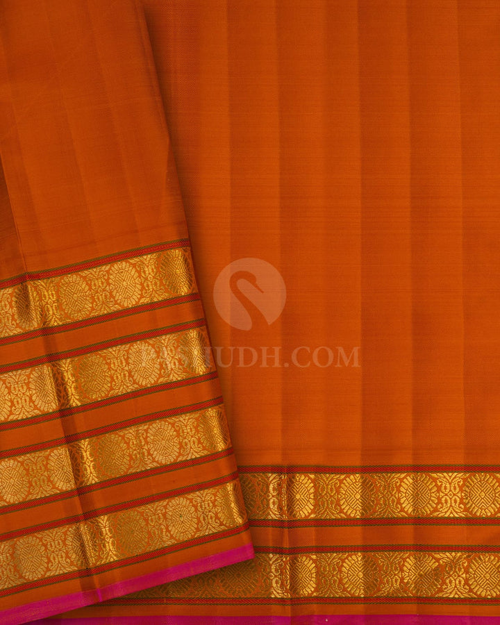 Rust Orange Kanjivaram Silk Saree-S1682(B)