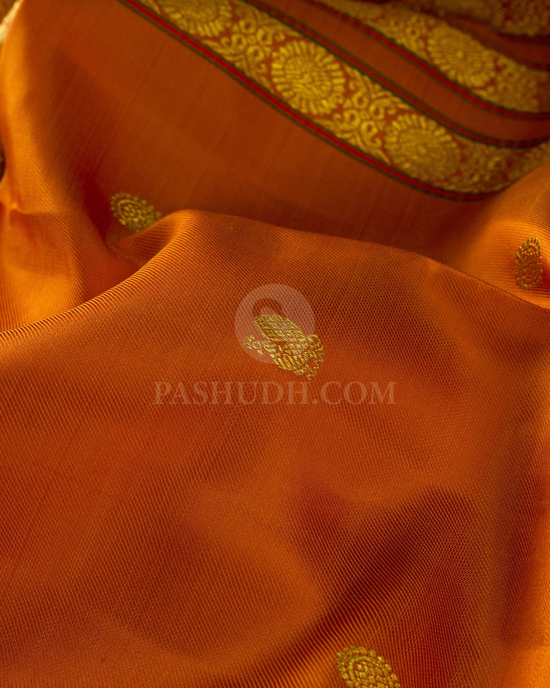 Rust Orange Kanjivaram Silk Saree-S1682(B)