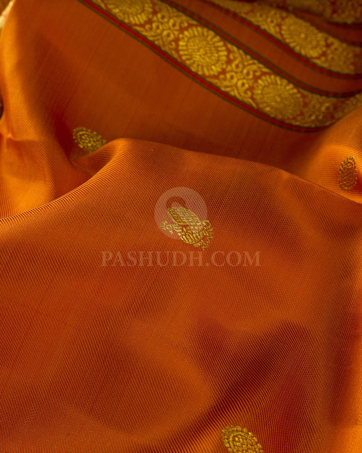 Rust Orange Kanjivaram Silk Saree-S1682(B)