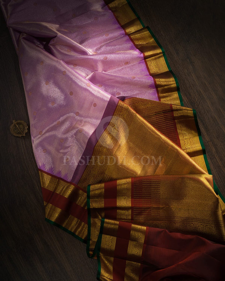 Lavender With Cinnamon Brown Kanjivaram Silk Saree-S1673(A)