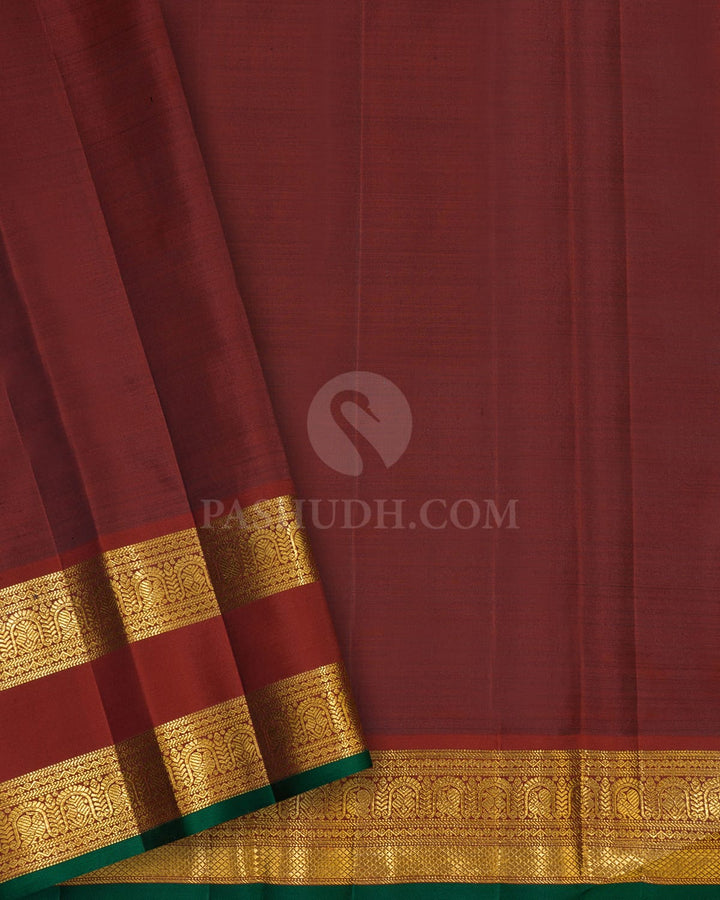 Lavender With Cinnamon Brown Kanjivaram Silk Saree-S1673(A)