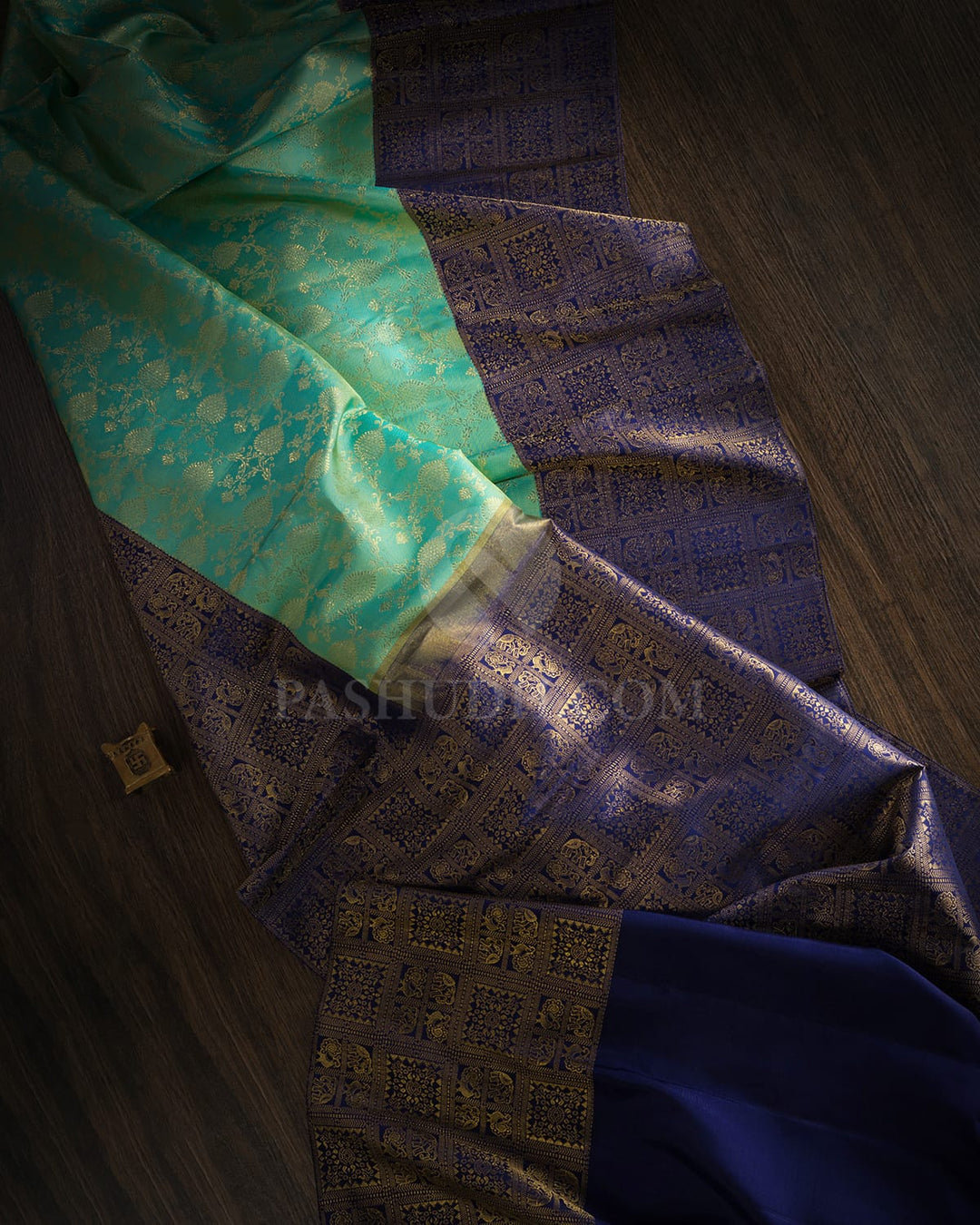 Dual Shaded Sky Blue With Royal Blue Kanjivaram Silk Saree-S1694(A)