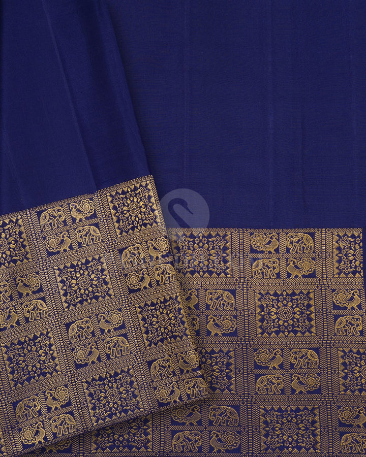 Dual Shaded Sky Blue With Royal Blue Kanjivaram Silk Saree-S1694(A)