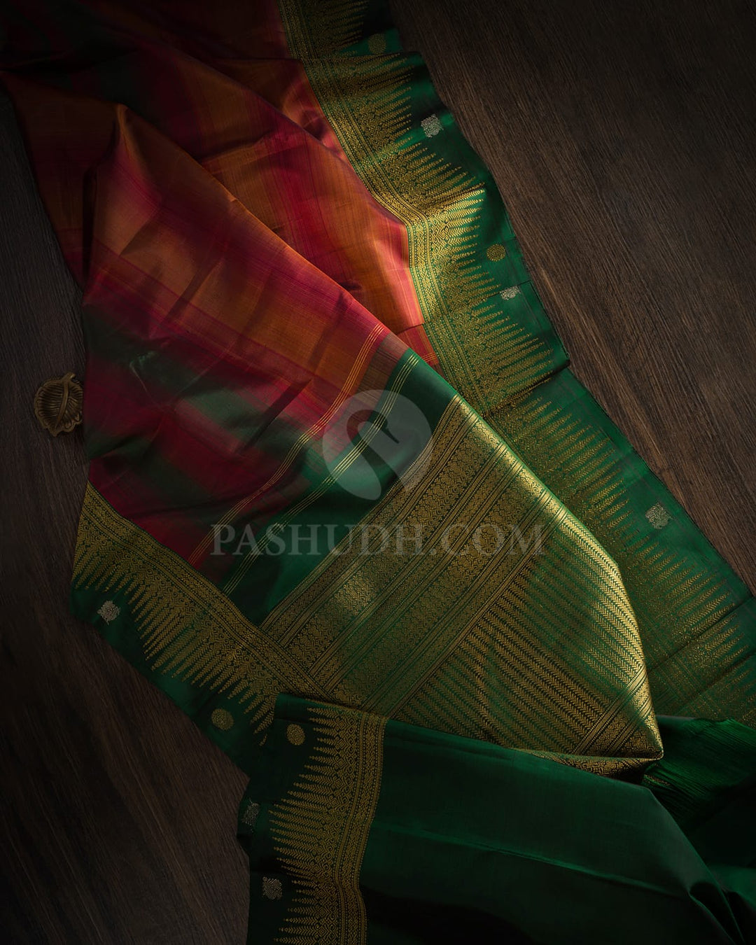 Maroon And Dark Green Kanjivaram Silk Saree-S1608(B)