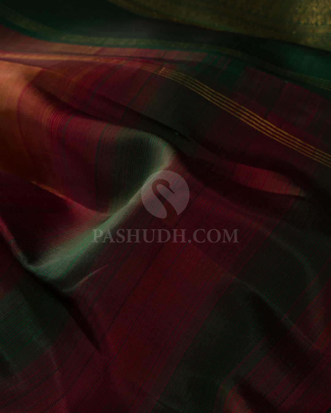 Maroon And Dark Green Kanjivaram Silk Saree-S1608(B)