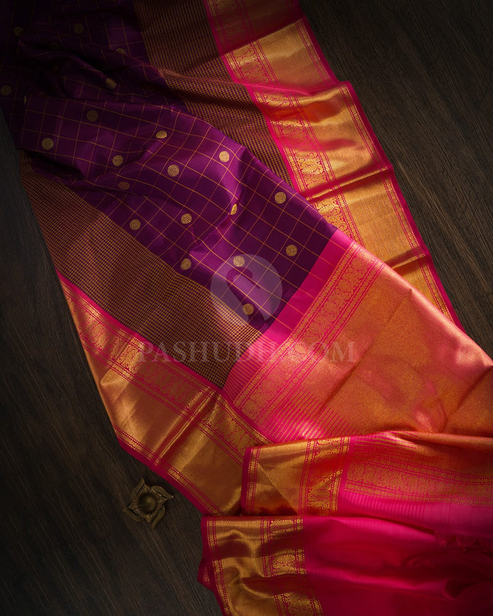 Purple With Pink Kanjivaram Silk Saree-S1678(A)