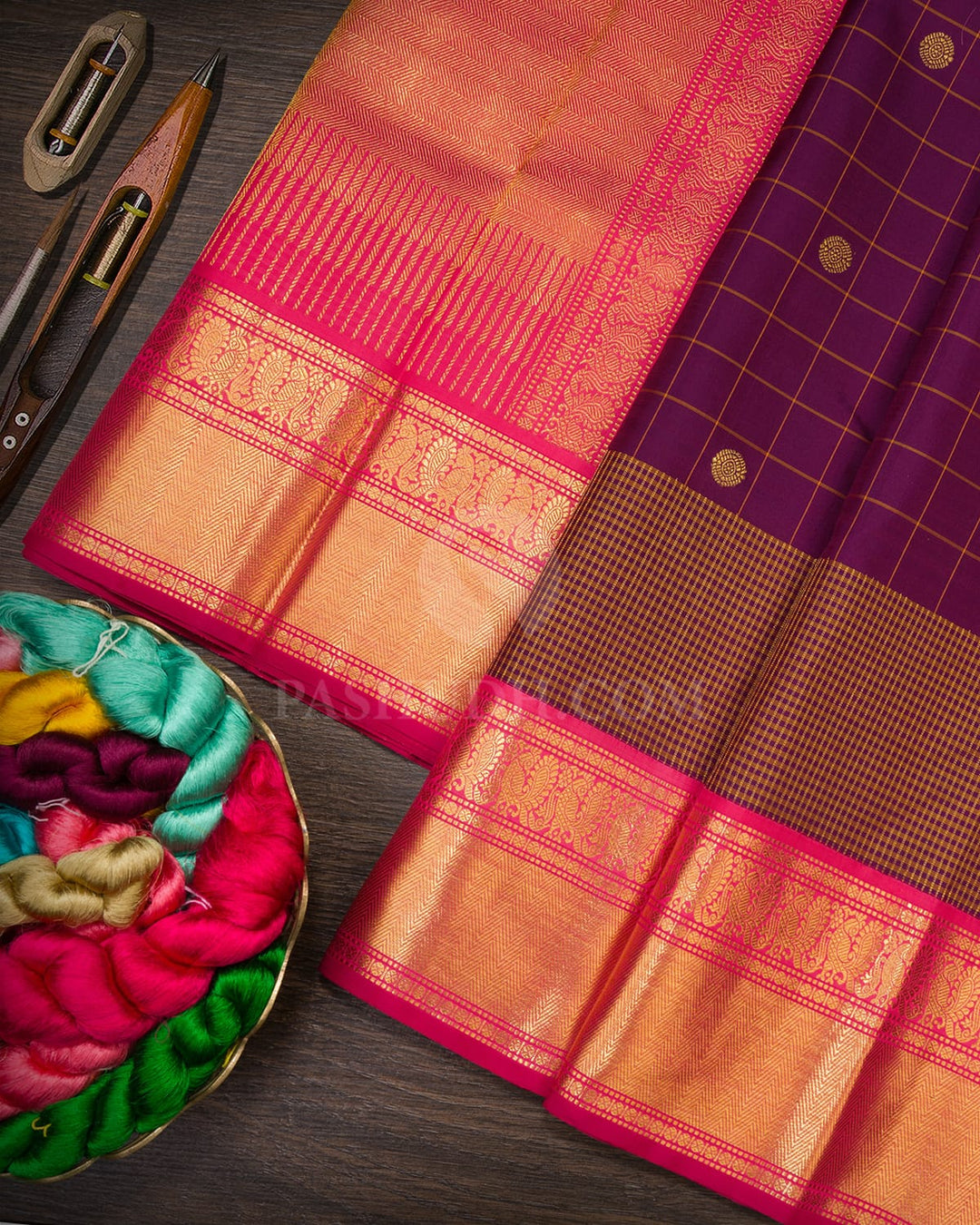 Purple With Pink Kanjivaram Silk Saree-S1678(A)