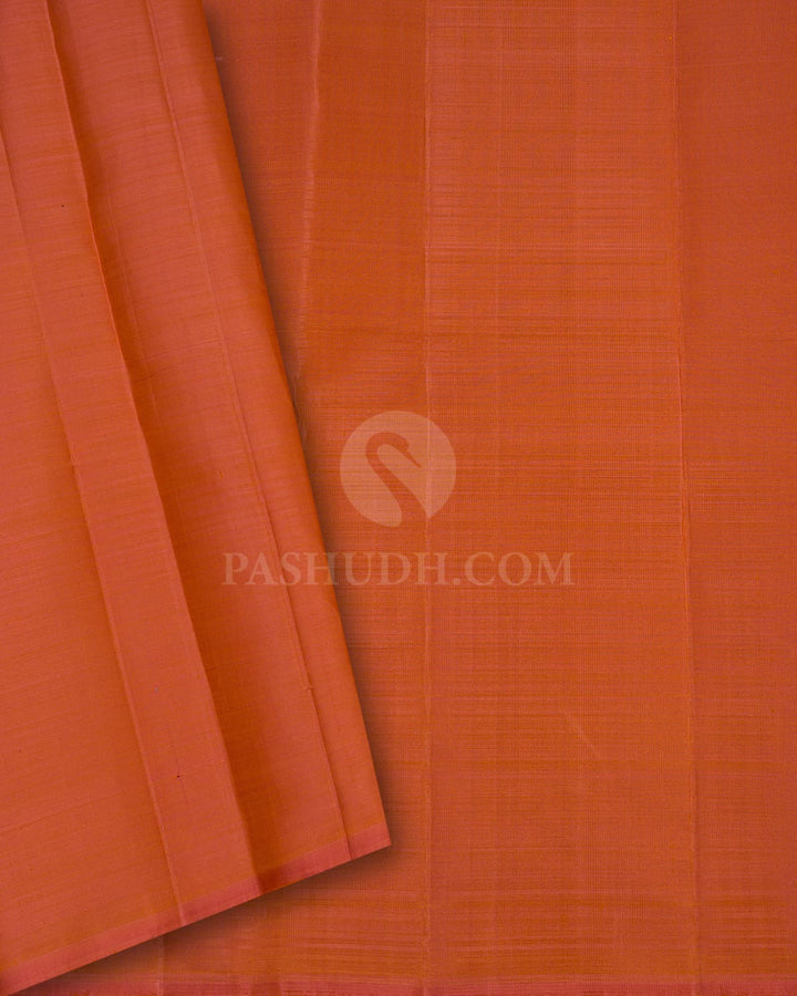 Turquoise Blue With Dual Shaded Peach Kanjivaram Silk Saree-S1419(B)