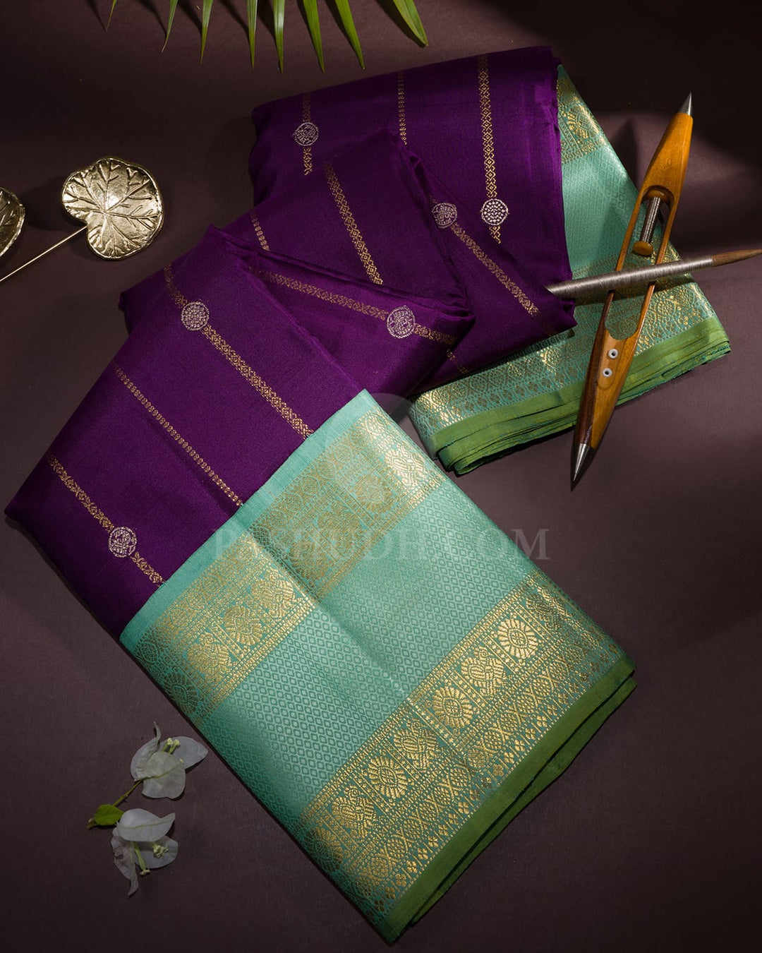 Purple And Sky Blue Kanjivaram Silk Saree-S1497(C)