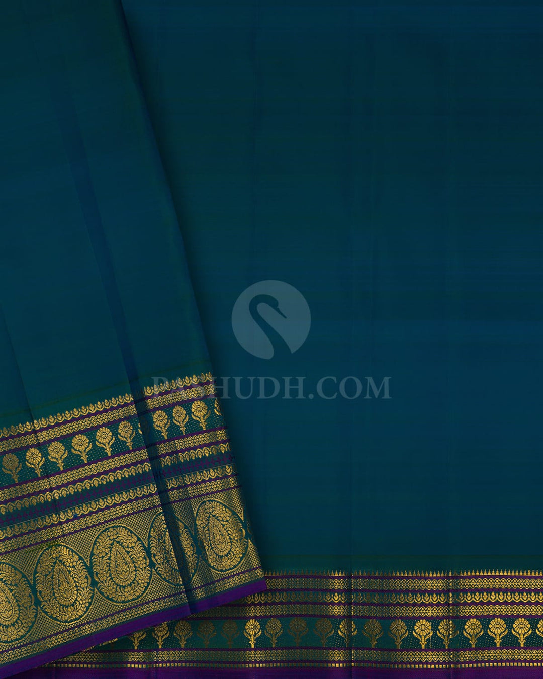 Sky Blue And Dual Shaded Teal Border Kanjivaram Silk Saree-S1686(A)