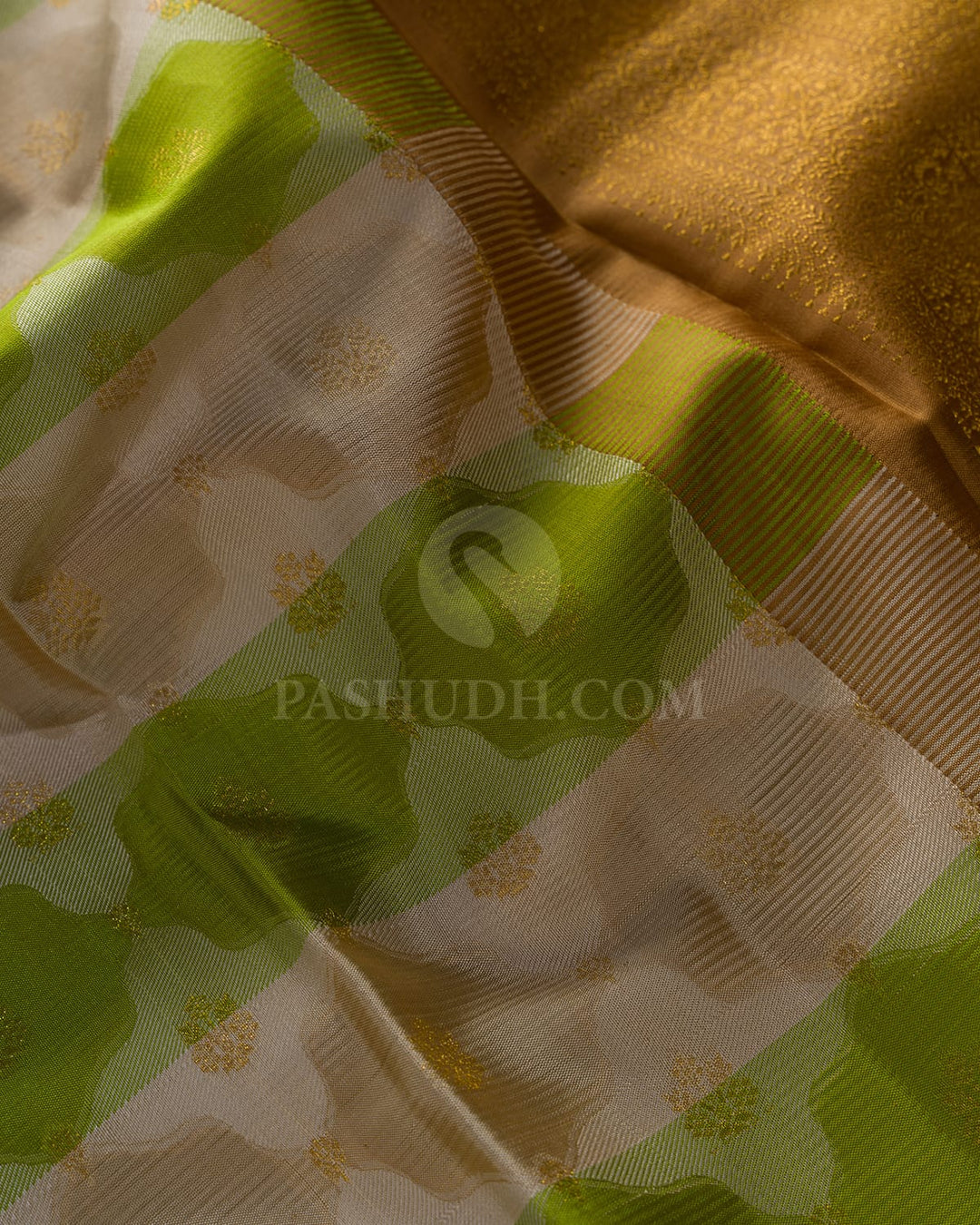 Green,Beige And Khaki Kanjivaram Silk Saree-DJ432(C)