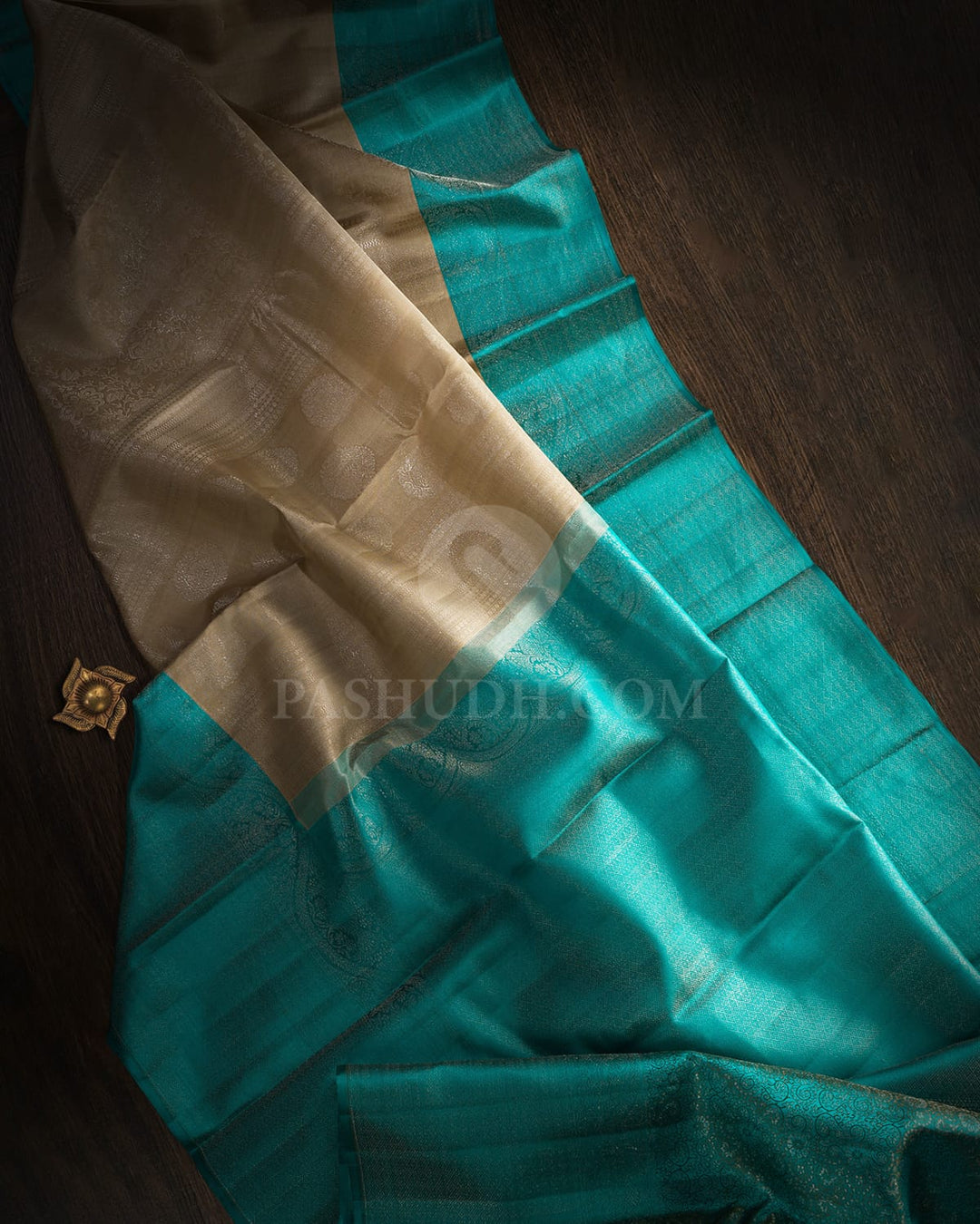 Grey With Anandha Blue Kanjivaram Silk Saree-DT318(A)