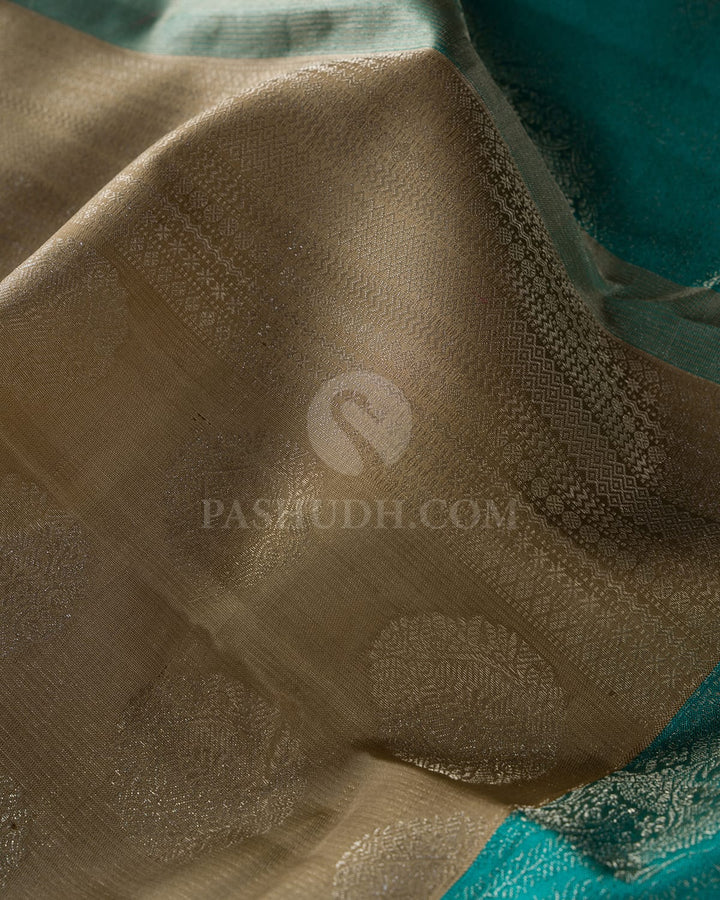 Grey With Anandha Blue Kanjivaram Silk Saree-DT318(A)