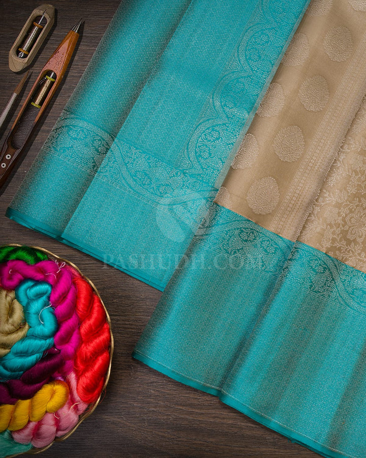 Grey With Anandha Blue Kanjivaram Silk Saree-DT318(A)