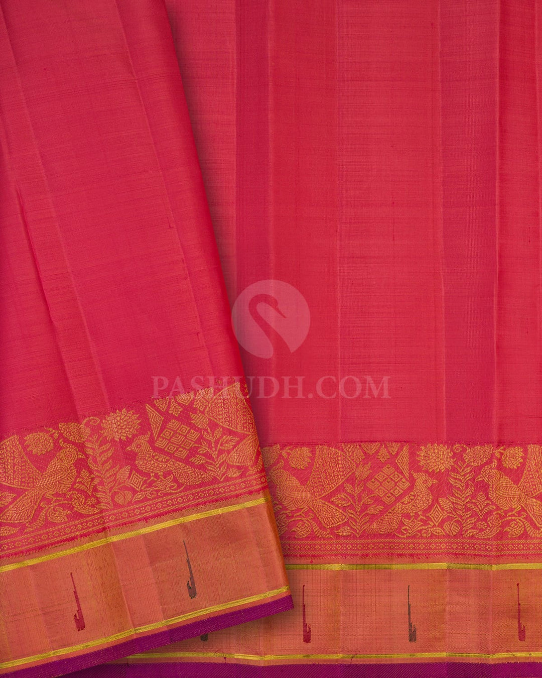 Royal Blue With Peach Kanjivaram Silk Saree-S1628(B)