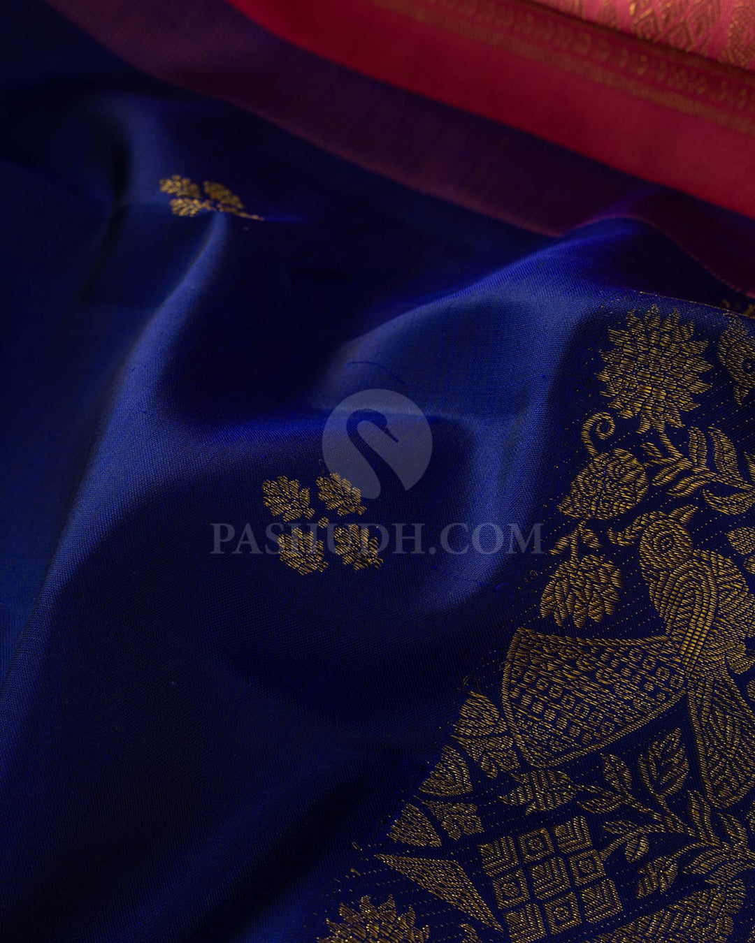 Royal Blue With Peach Kanjivaram Silk Saree-S1628(B)