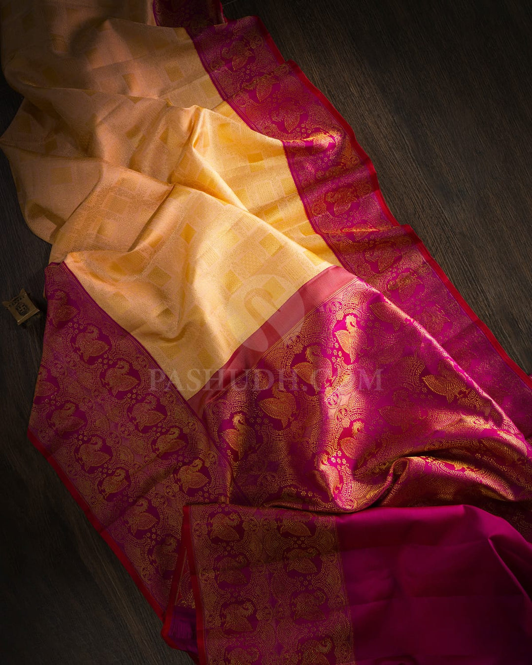 Peach And Magenta Kanjivaram Silk Saree-S1655(C)