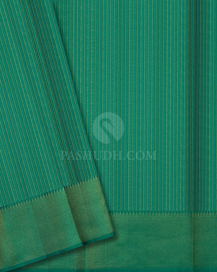 Chartreuse Green With Emerald Green Kanjivaram Silk Saree-DT278(D)