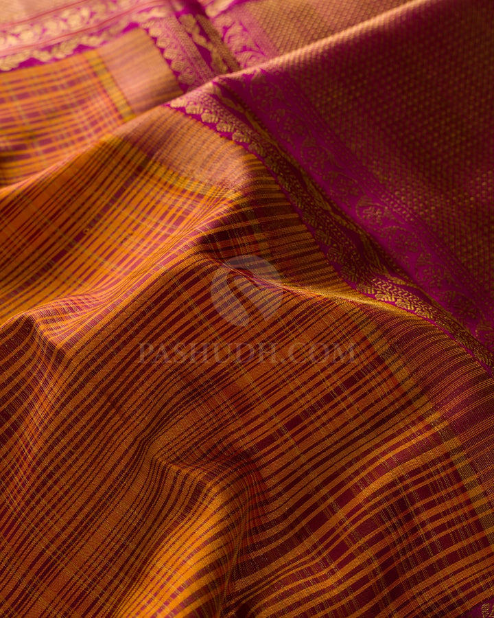 Orange And Rani Pink Kanjivaram Silk Saree-D675(A)