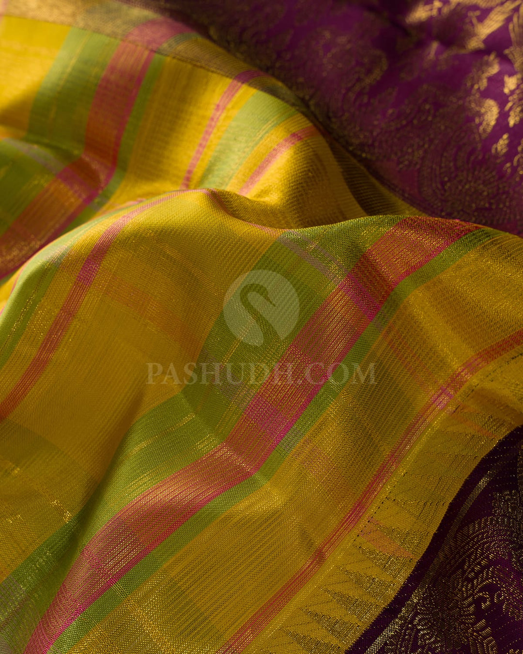 Yellow, Green And Candy Pink Kanjivaram Silk Saree-S1680(A)