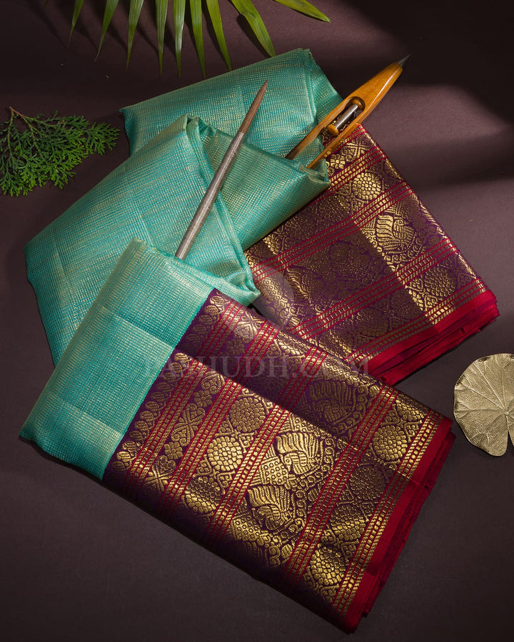 Sky Blue And Purple Kanjivaram Silk Saree-S1518(B)