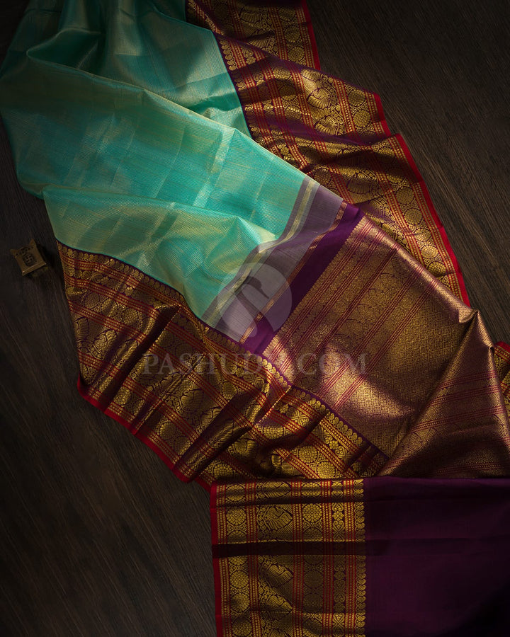 Sky Blue And Purple Kanjivaram Silk Saree-S1518(B)