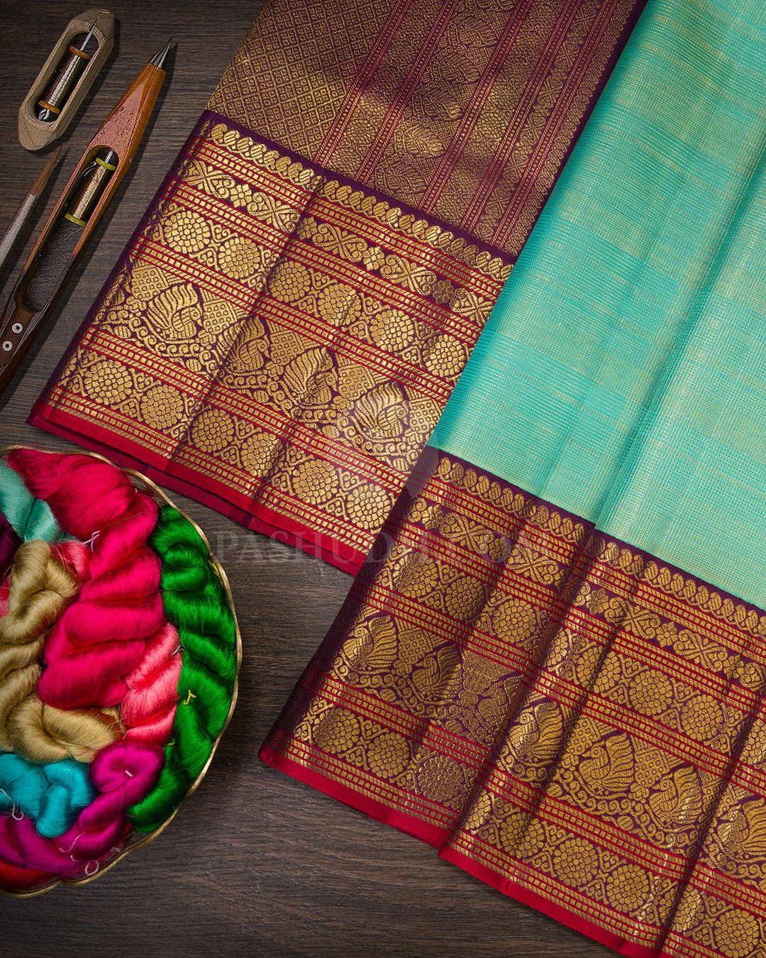 Sky Blue And Purple Kanjivaram Silk Saree-S1518(B)