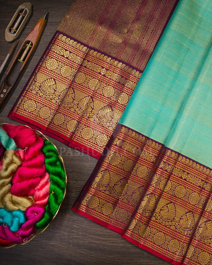 Sky Blue And Purple Kanjivaram Silk Saree-S1518(B)