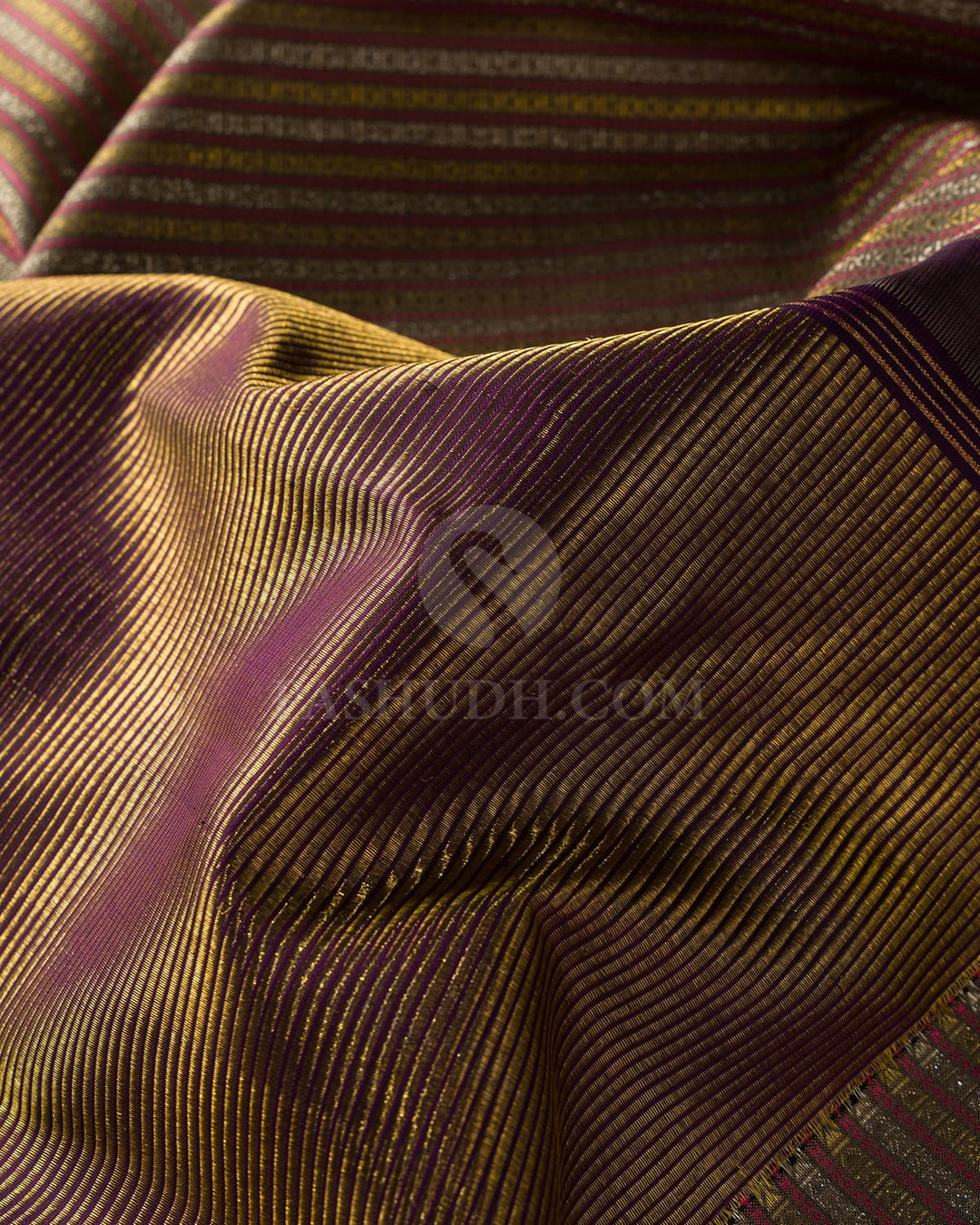 Aubergine And Grey Kanjivaram Silk Saree-S1687(A)